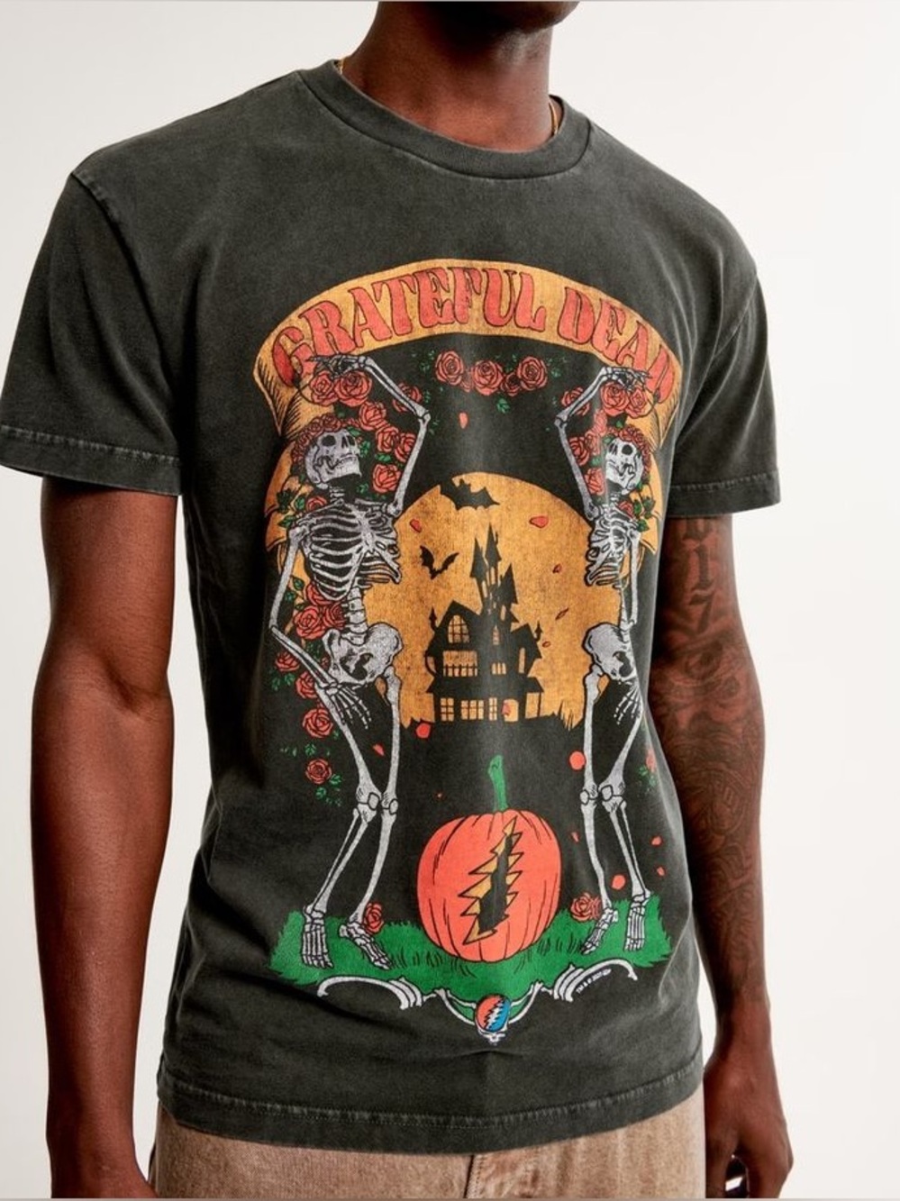 Grateful Dead Halloween Skeleton T-Shirt- Faded Black